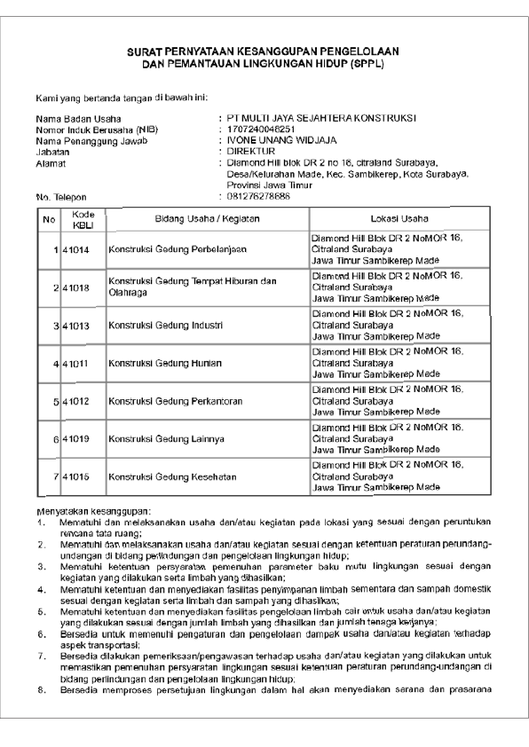 Surat Pernyataan KLHK